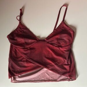 Elegant Red Satin Camisole Top